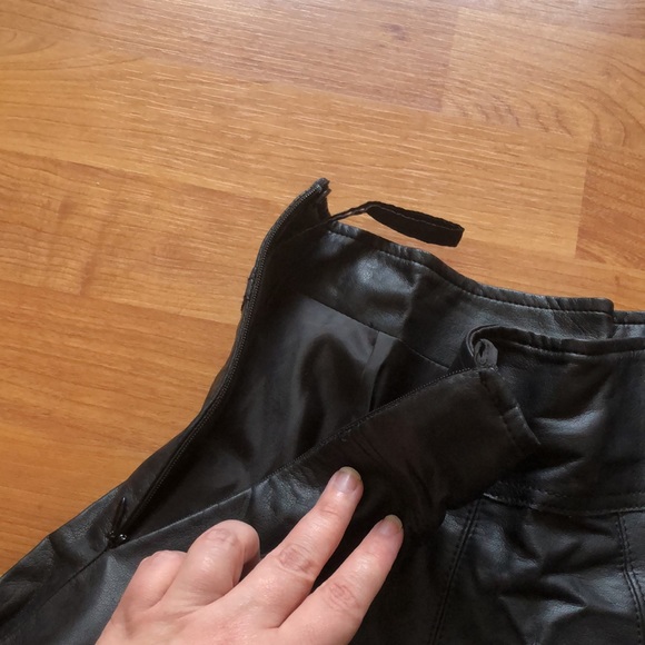 Black Vegan Leather Skater Skirt - Picture 3 of 6